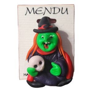 Vintage Halloween Witch Lapel Pin Handmade In Poland by Mendu